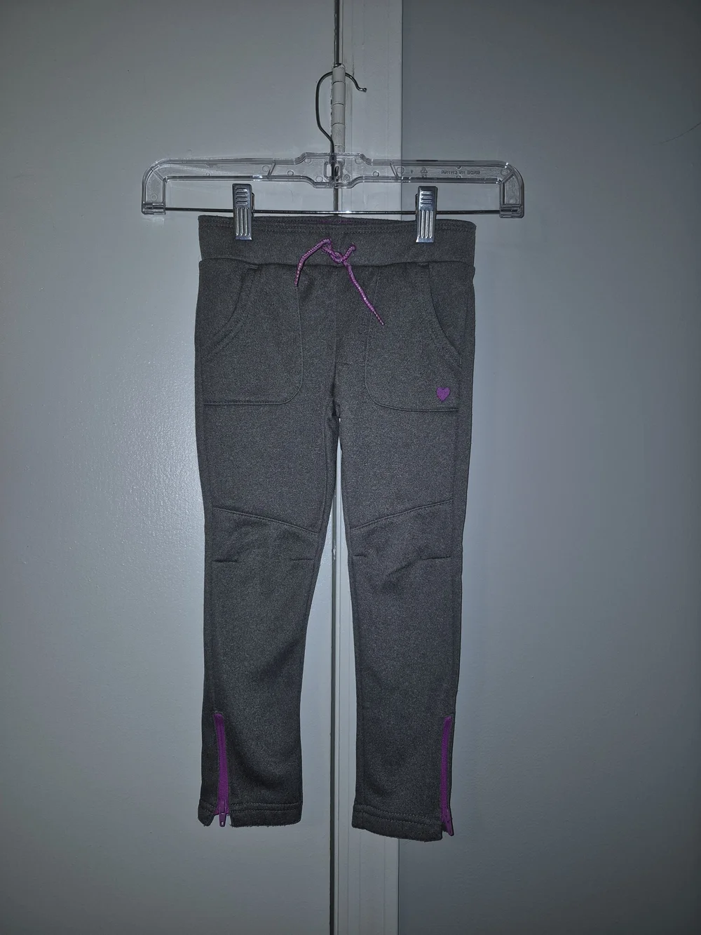 OshKosh B'gosh Gray Jogger Pants with Purple Accents 4T